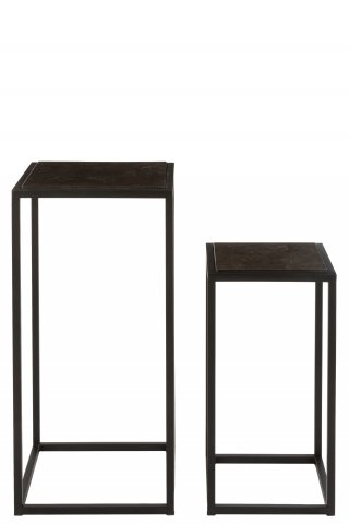 Set de 2 tables gigognes carrées hautes GOJI métal noir 